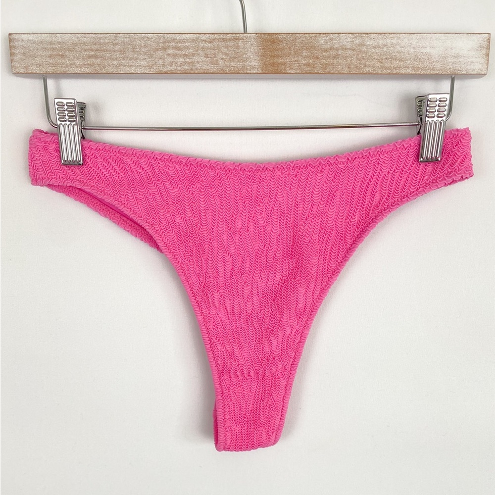 437 Swimwear Bikini Bottoms M Pink That's So Sabotage High‎ Leg Cheeky Ruched